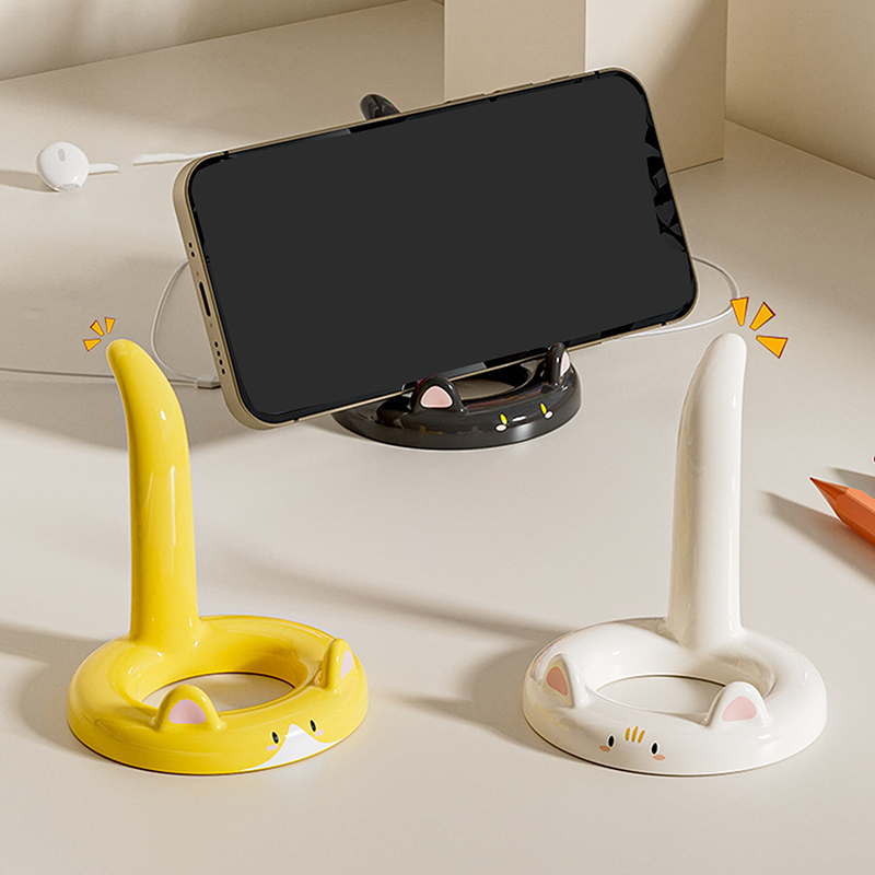 Desk Setup Decor - حامل هاتف محمول على شكل قطة