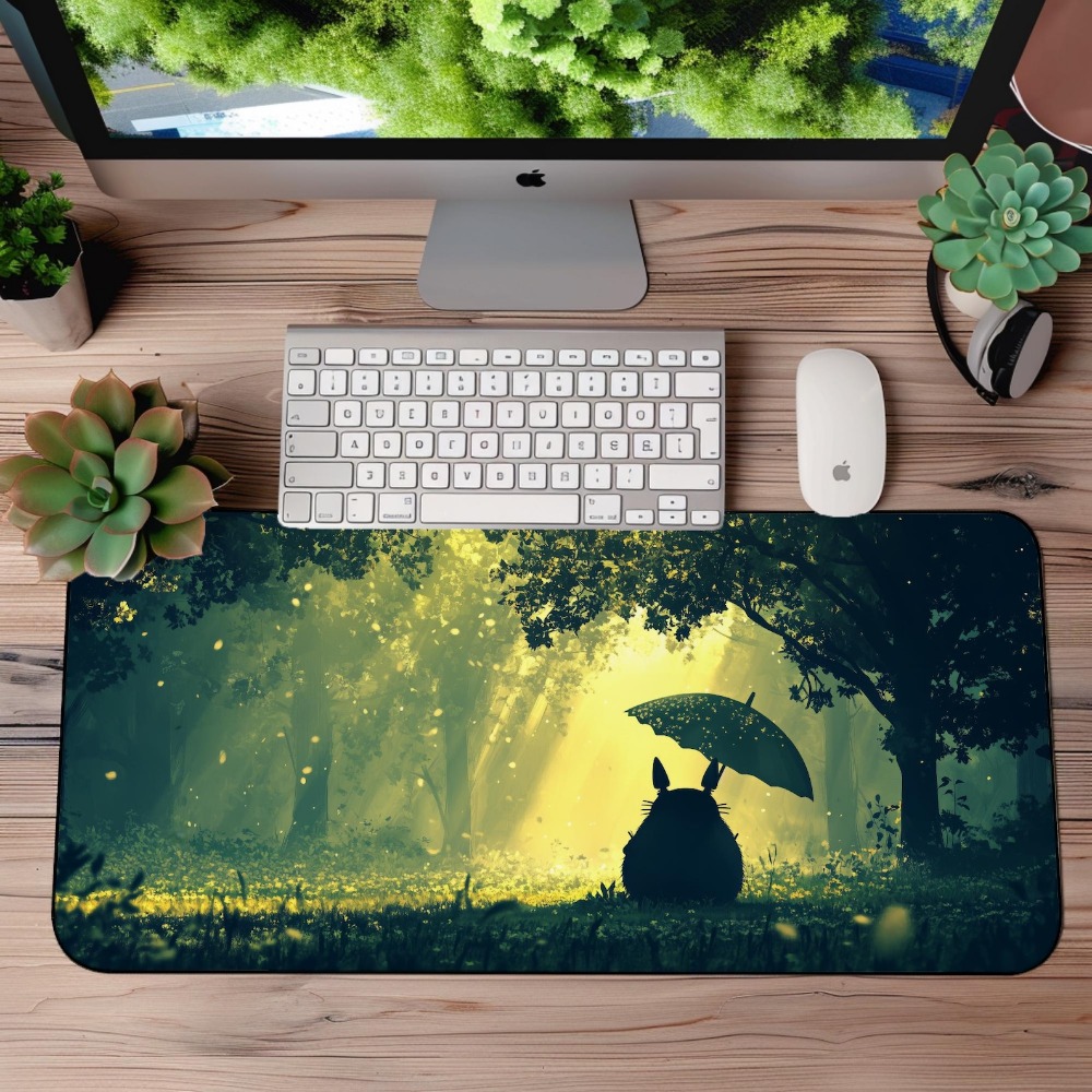Desk Setup Aesthetic - سجادة مكتب كبيرة بتصميم غابة خضراء