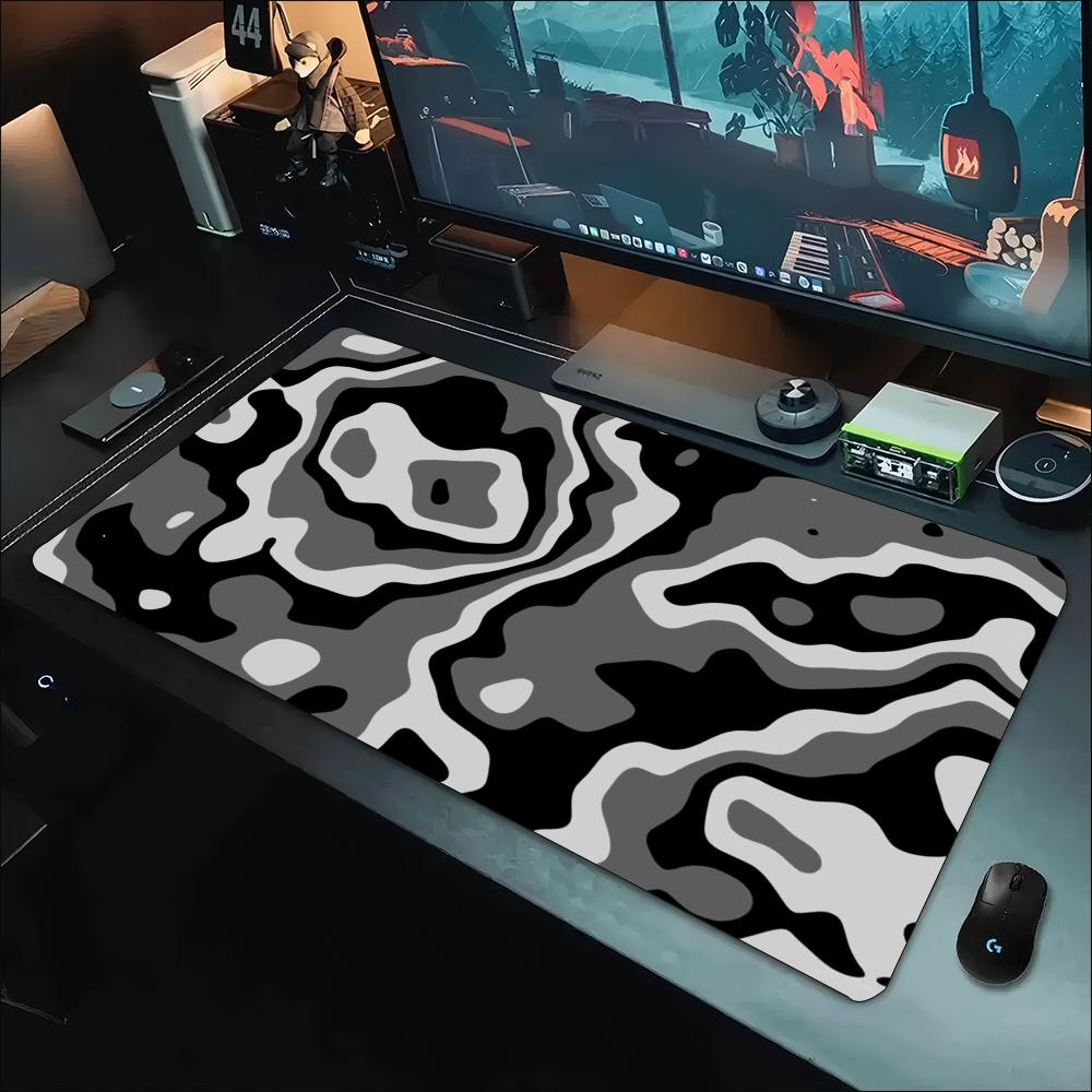 Desk Setup Grey - بساط مكتب رمادي أبيض بطبعة تيرابورية
