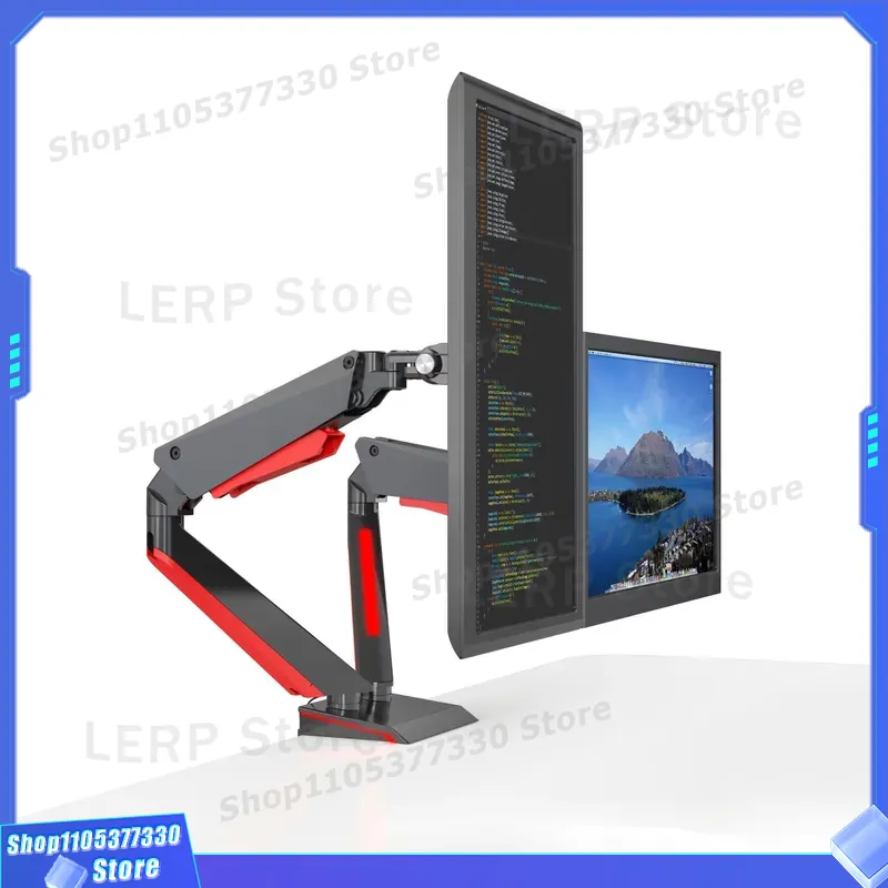 Dual Monitor Desk Setup - حامل شاشة مزدوج من الألومنيوم مقاس