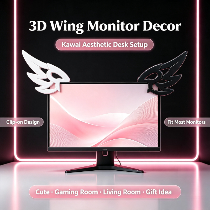 Desk Setup Aesthetic - زينة ثلاثية الأبعاد على شكل أجنحة