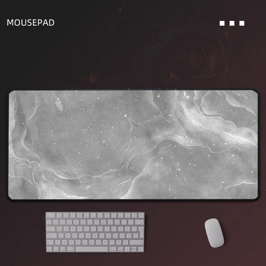 Desk Setup Grey - لوحة ماوس للألعاب رمادية رخامية كبيرة