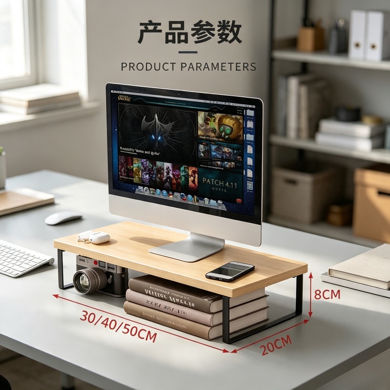 Monitor Riser Wood - حامل شاشة مكتبي مرتفع مع منظم
