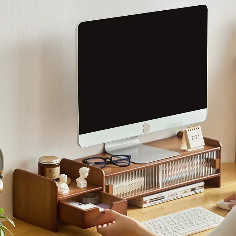Monitor Riser Wood - ‌ حامل شاشة مع درج منظم