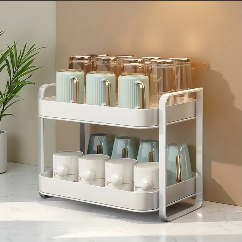 Desk Setup Shelf - منظم أكواب من طبقتين، حامل أكواب