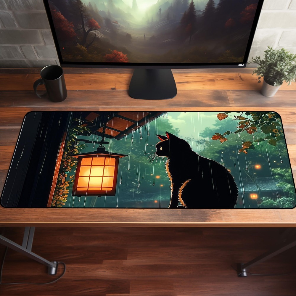 Desk Setup Aesthetic - سجادة مكتب أنمي لطيفة بتصميم أزهار