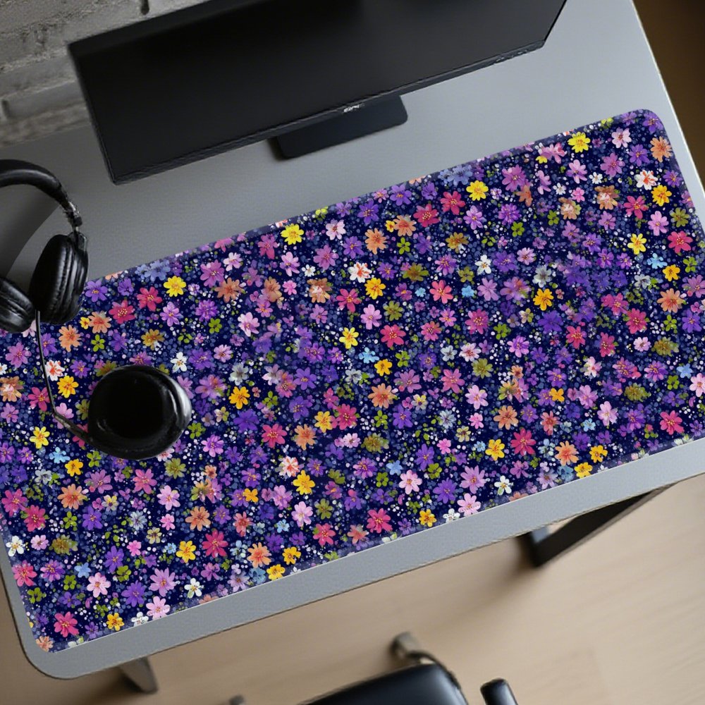 Desk Setup Aesthetic - سجادة مكتب كبيرة بنمط زهري، لوحة
