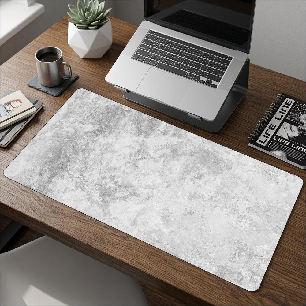 Desk Setup Grey - وسادة فأرة كبيرة بتصميم رخامي رمادي