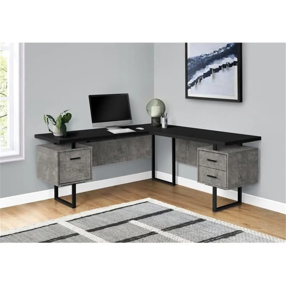 مكتب كمبيوتر على شكل حرف L مقا - مراجعة Desk Setup Grey وسعره