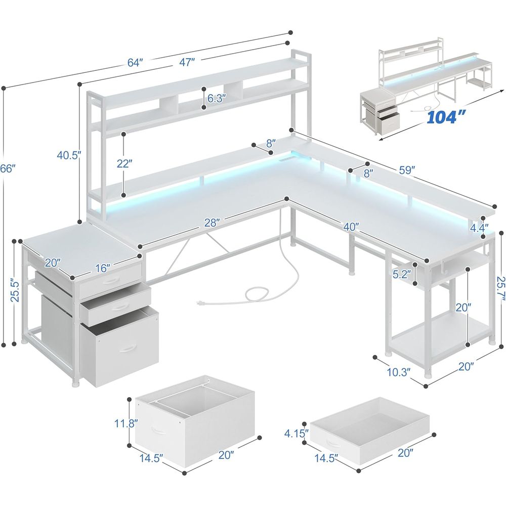 مكتب على شكل حرف L بطول 104 بو - مراجعة Desk Setup No Monitor وسعره