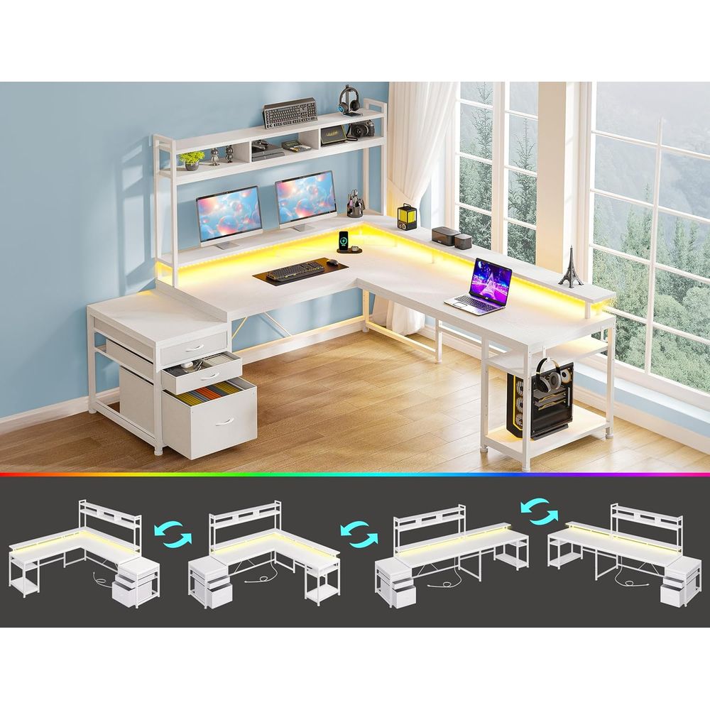 مكتب على شكل حرف L بطول 104 بو - مراجعة Desk Setup No Monitor وسعره