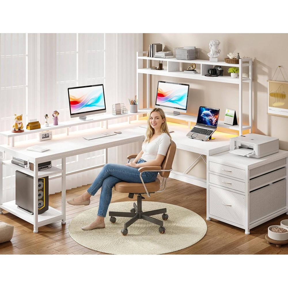 مكتب على شكل حرف L بطول 104 بو - مراجعة Desk Setup No Monitor وسعره