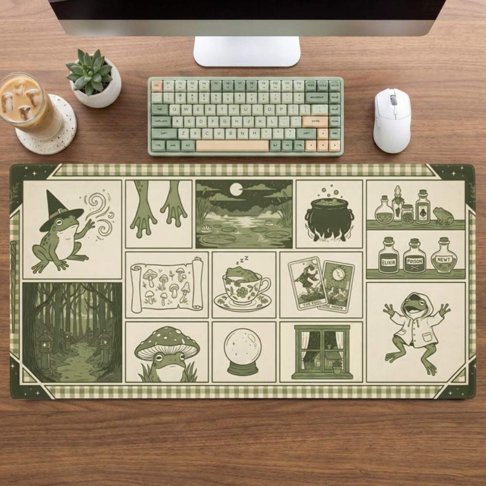 سجادة مكتب بتصميم ضفدع الساحرة - مراجعة Desk Setup Aesthetic وسعره