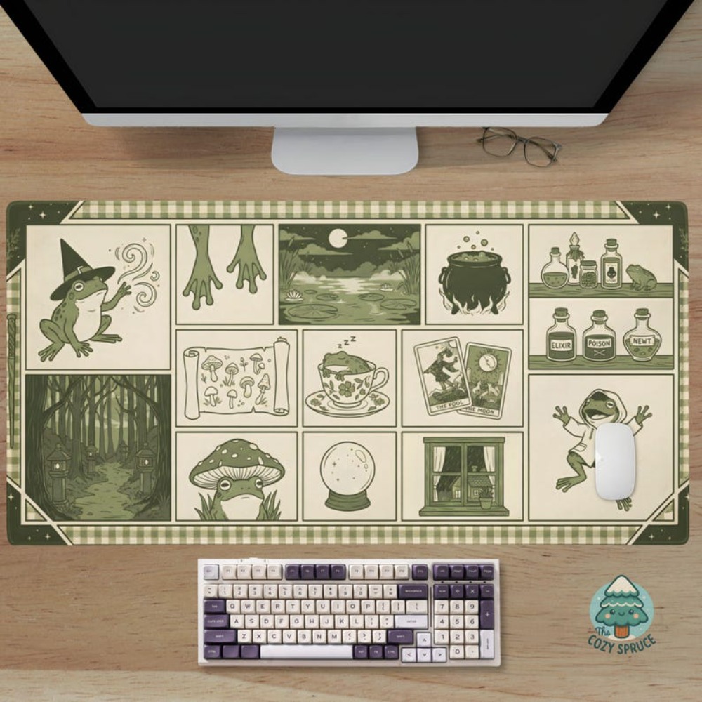 سجادة مكتب بتصميم ضفدع الساحرة - مراجعة Desk Setup Aesthetic وسعره