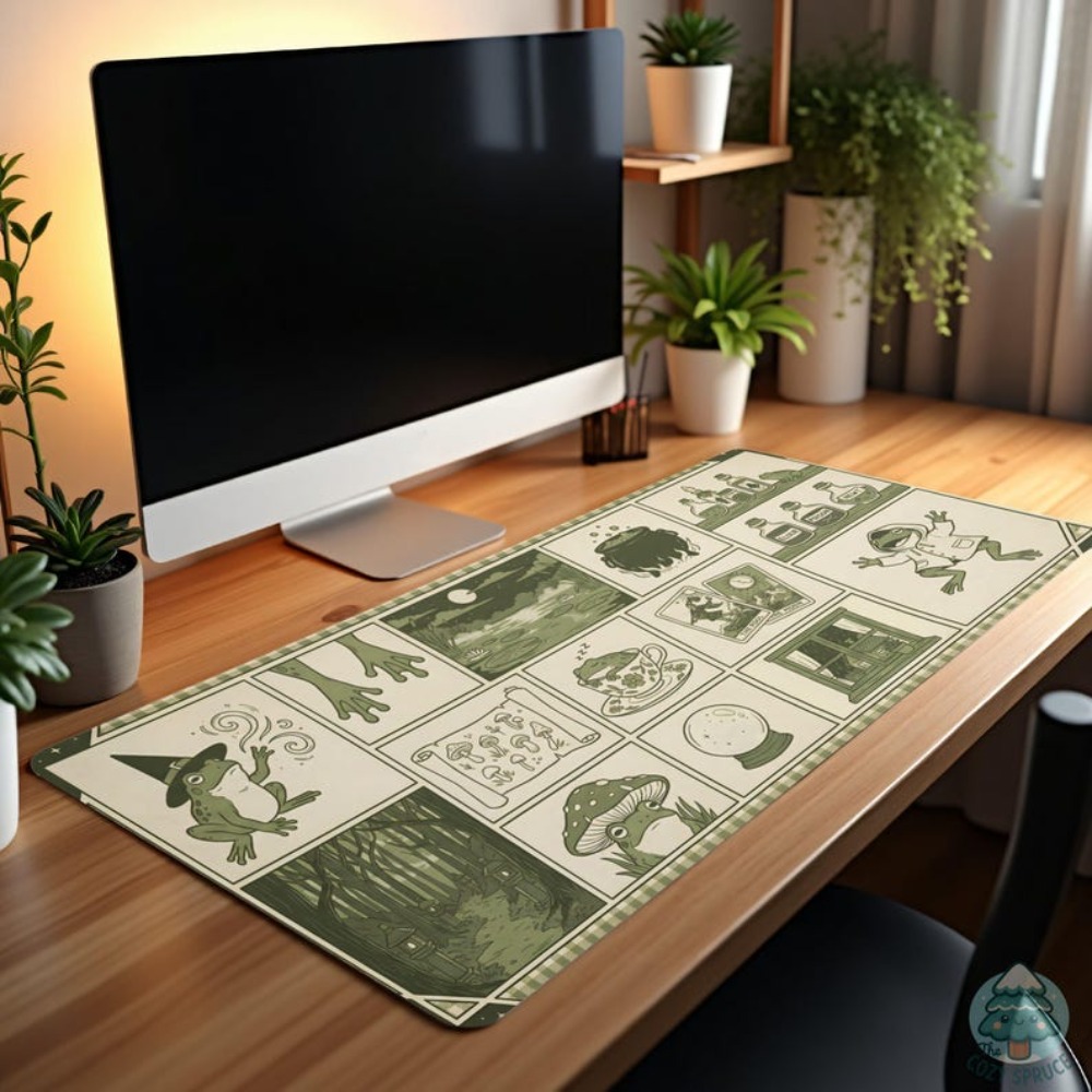 سجادة مكتب بتصميم ضفدع الساحرة - مراجعة Desk Setup Aesthetic وسعره