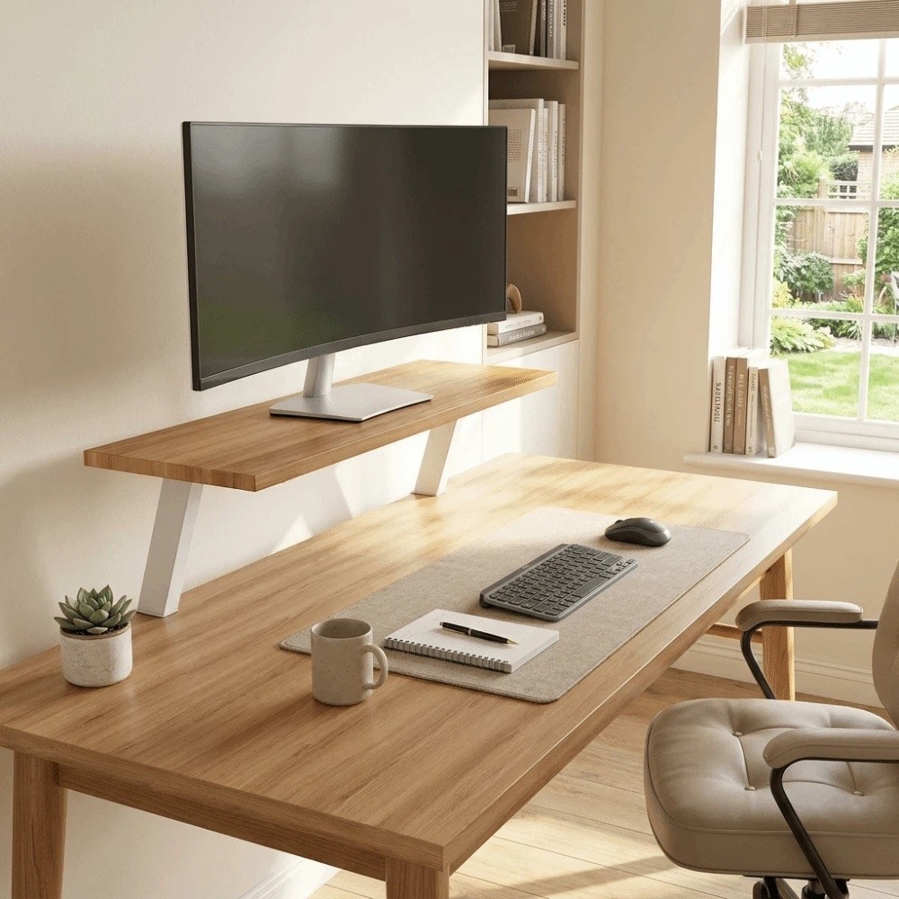 حامل شاشة بتصميم خشبي عائم متع - مراجعة Monitor Riser Wood وسعره