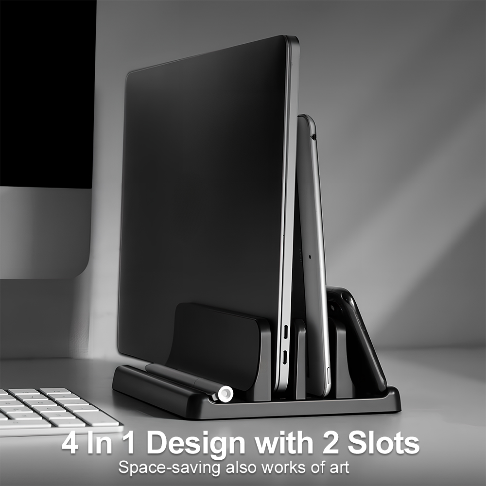 حامل لابتوب عمودي متعدد الفتحا - مراجعة Desk Setup Essentials وسعره