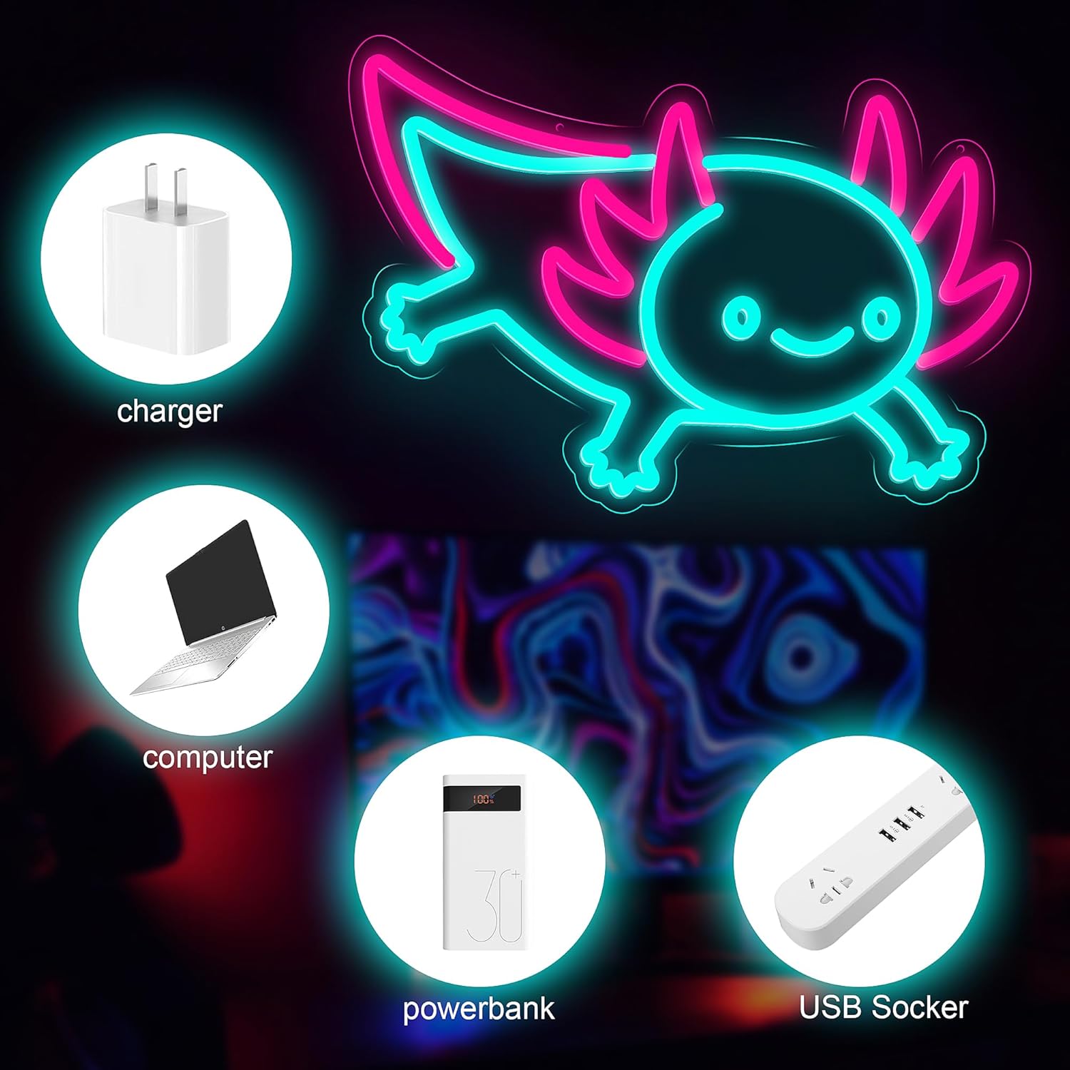 لافتة نيون على شكل أكسولوتل در - مراجعة Desk Setup Studio وسعره