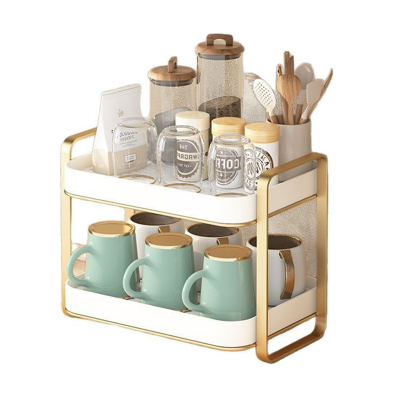 منظم أكواب من طبقتين، حامل أكو - مراجعة Desk Setup Shelf وسعره