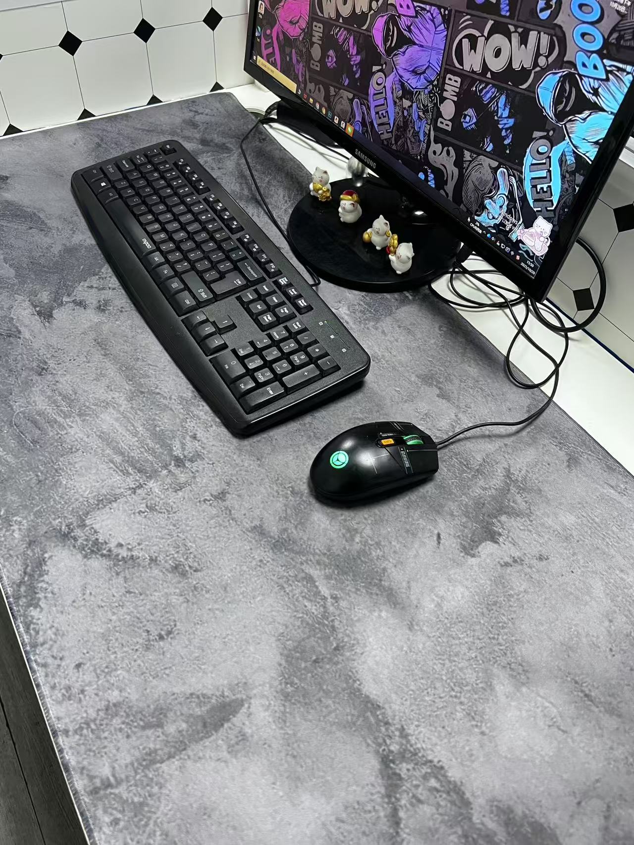 وسادات ماوس كبيرة من الرخام ال - مراجعة Desk Setup Grey وسعره