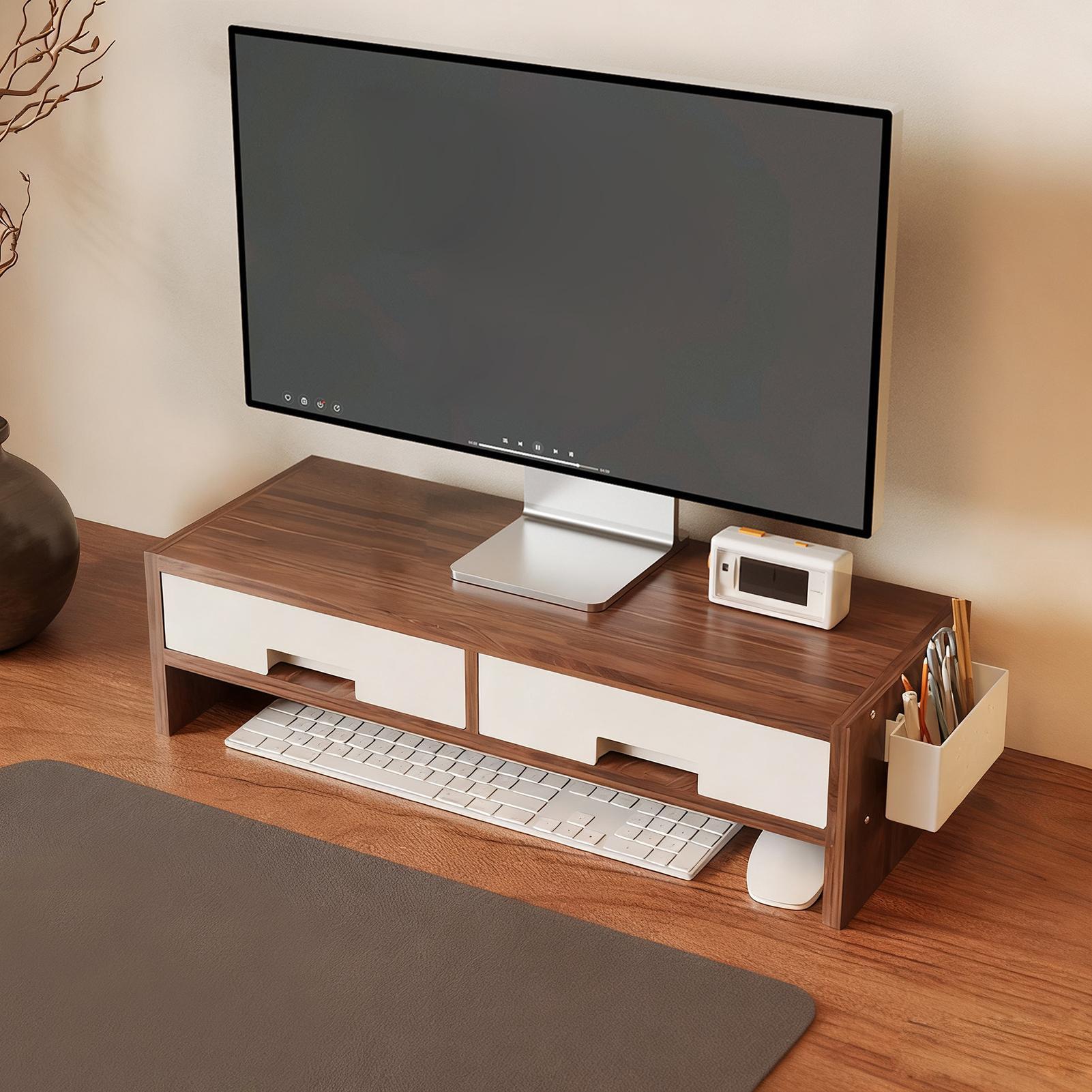 حامل شاشة مكتب، درج مزدوج، منظ - مراجعة Monitor Riser Wood وسعره