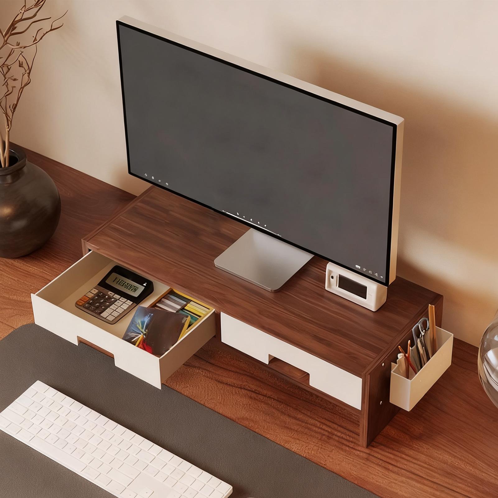 حامل شاشة مكتب، درج مزدوج، منظ - مراجعة Monitor Riser Wood وسعره