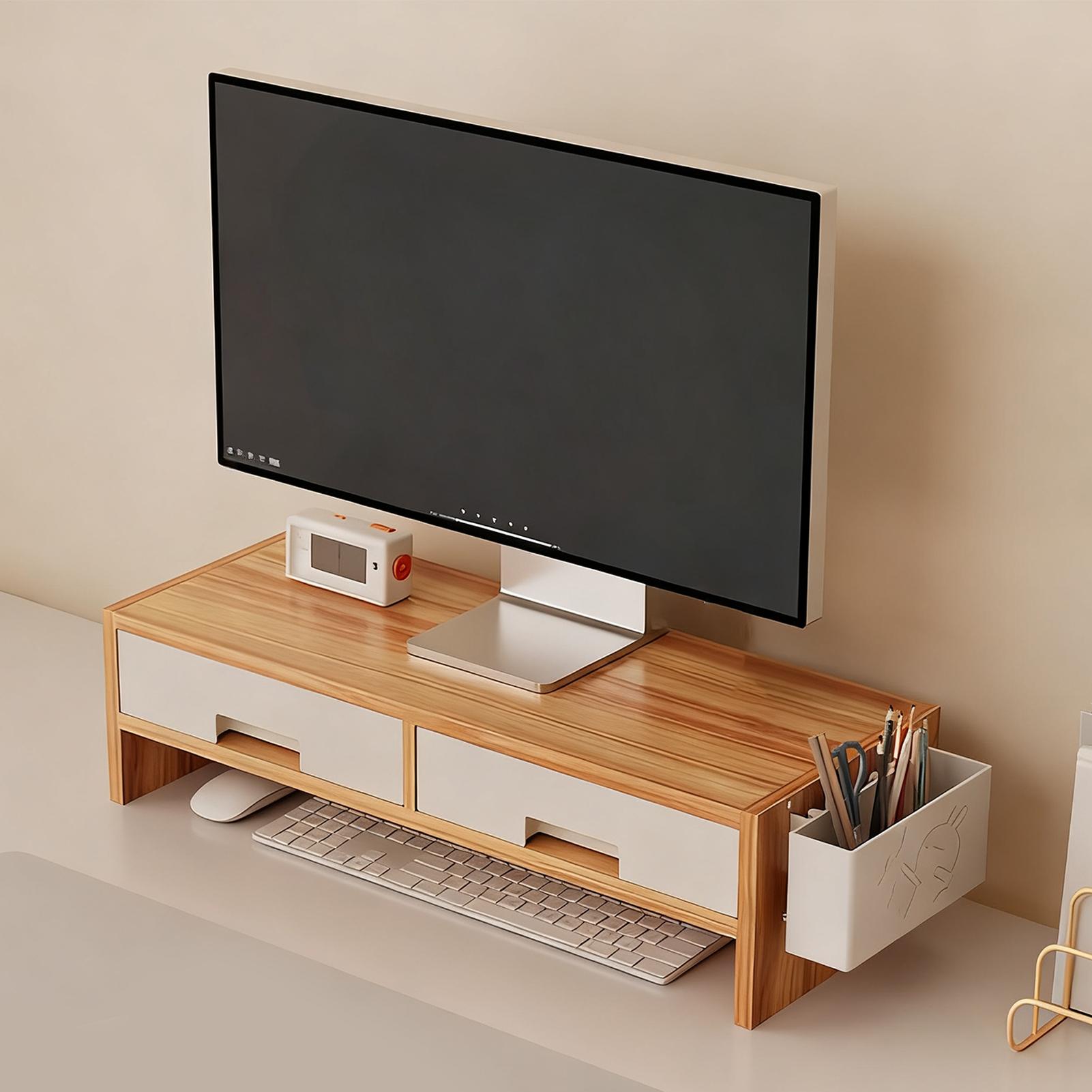 حامل شاشة مكتب، درج مزدوج، منظ - مراجعة Monitor Riser Wood وسعره