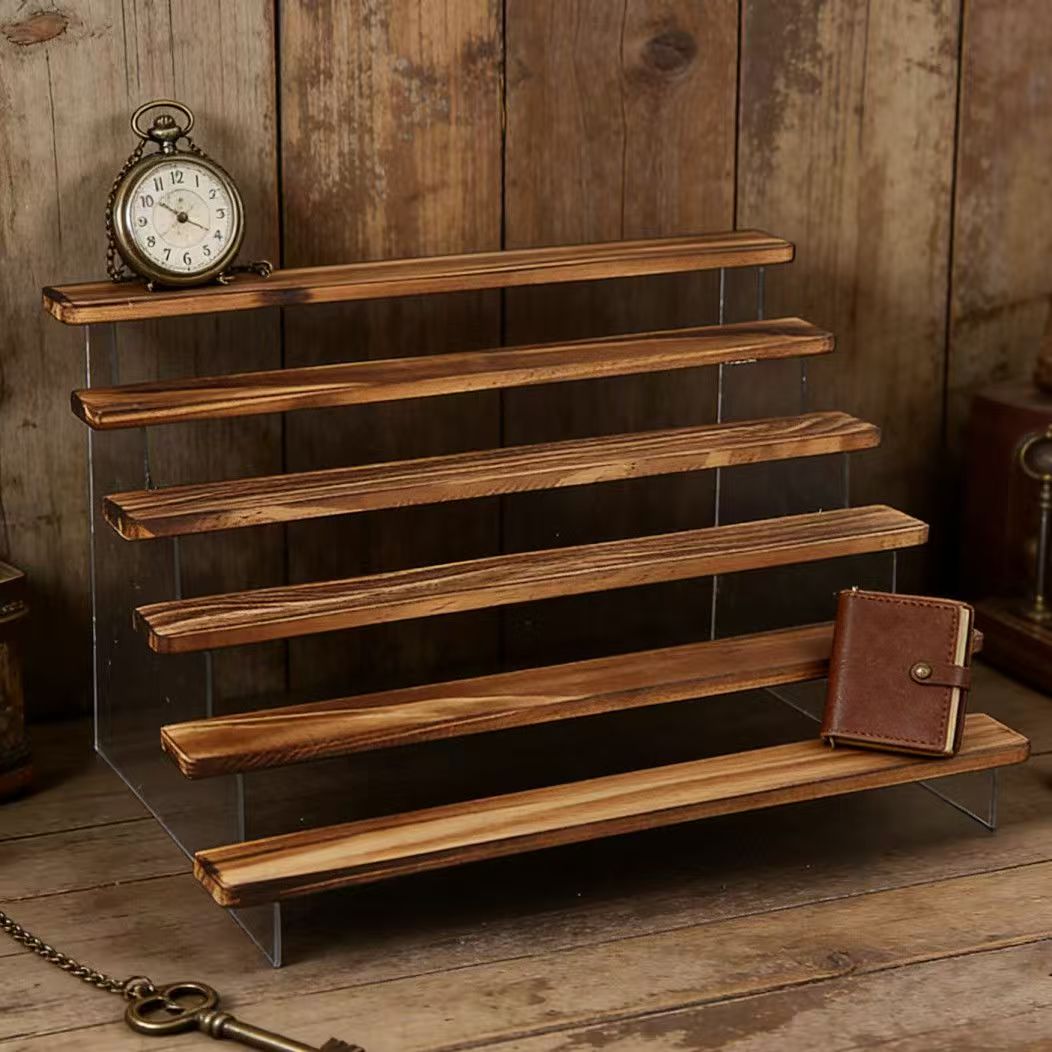 حامل عرض خشبي محروق متدرج، رف  - مراجعة Desk Setup Shelf وسعره